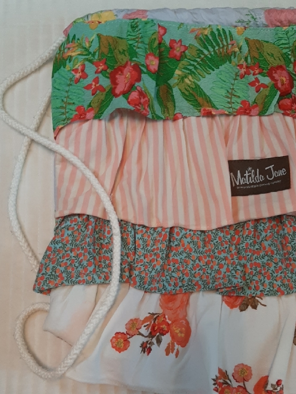 Matilda Jane Multi Tiered Ruffle Backpack Drawstring Closure - Picture 3 of 8